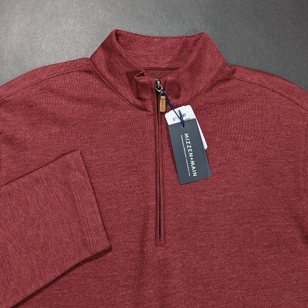 $128 Mizzen + Main Sweater Fairway Quarter Zip Pullover Size L  Burgundy